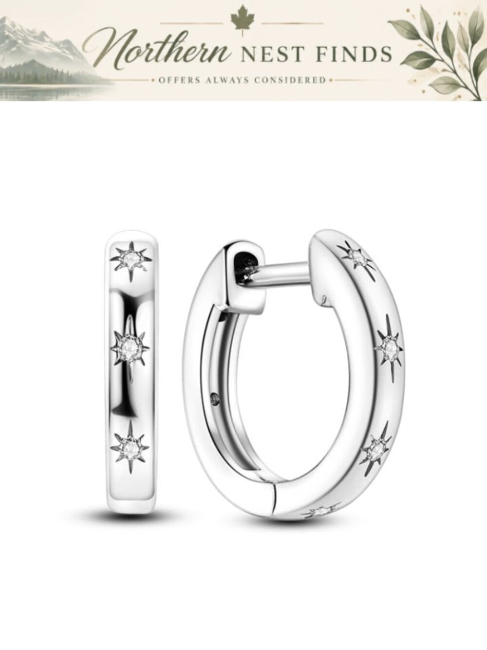 925 Sterling Silver Huggie Hoop Earrings Cubic Zirconia Hypoallergenic Gift for